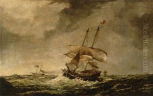 Ships At Sea by Louis-Gabriel-Eugene Isabey