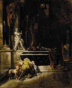 Pres De La Tombe by Louis-Gabriel-Eugene Isabey