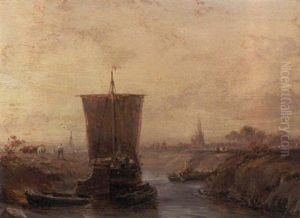 Harbor Scene With Ship by Louis-Gabriel-Eugene Isabey