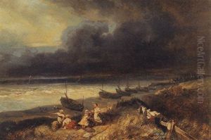 Laughter By The Sea by Louis-Gabriel-Eugene Isabey