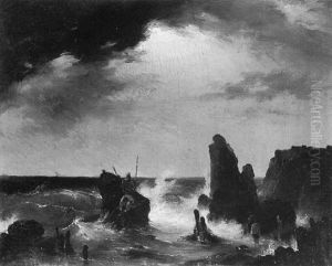 Hauling In The Nets by Louis-Gabriel-Eugene Isabey