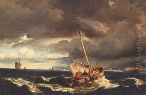 Shipping On Stormy Seas by Louis-Gabriel-Eugene Isabey
