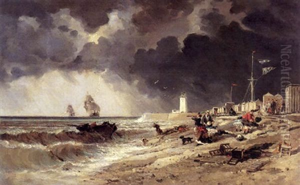 Coup De Vent Sur La Plage Du Treport - view 1