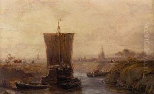 Harbor Scene With Ship by Louis-Gabriel-Eugene Isabey