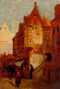 La Tour De L'horologe A Rouen by Louis-Gabriel-Eugene Isabey