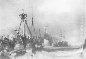 Bateaux Au Port by Louis-Gabriel-Eugene Isabey