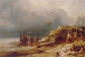 Le Retour Des Pecheurs by Louis-Gabriel-Eugene Isabey