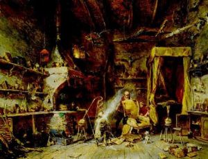 Interieur D'un Cabinet D'alchimiste by Louis-Gabriel-Eugene Isabey
