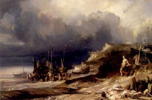 Beached Vessels On The Coast Of Normandy