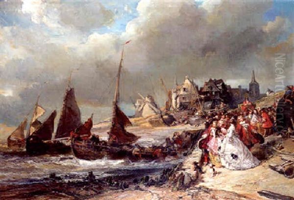 Seigneurs Francais Au Depart Des Pecheurs Dans Le Vieux Port De Boulogne - view 1