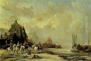 La Promenade Des Chatelains En Bord De Mer by Louis-Gabriel-Eugene Isabey