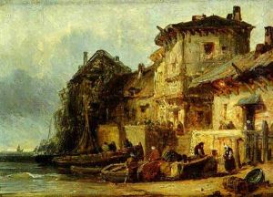 Port De Saint Valery - A Maree Basse by Louis-Gabriel-Eugene Isabey