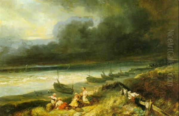 Enfants Sur La Falaise Avant L'orage - view 1