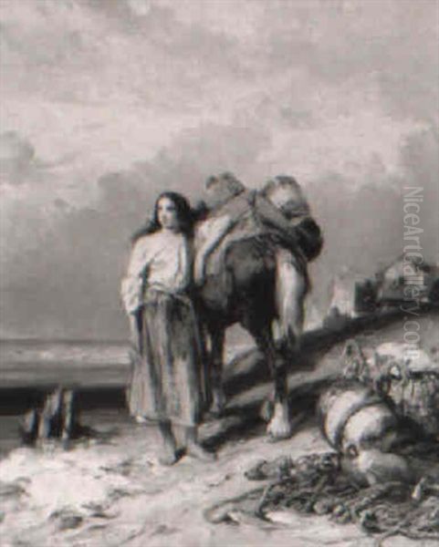 Jeune Fille De Pecheur Sur La Plage - view 1