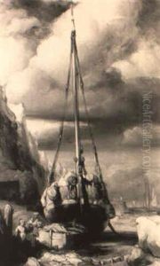 Bateau De Pecheur A Maree Basse by Louis-Gabriel-Eugene Isabey