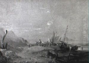 A Beach In Normandy by Louis-Gabriel-Eugene Isabey