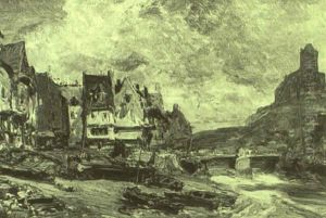 Village De Pecheurs by Louis-Gabriel-Eugene Isabey