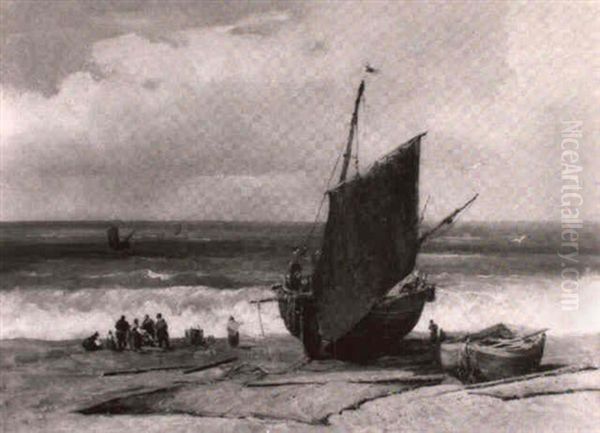 Voilier Et Pecheurs Sur Le Rivage - view 1