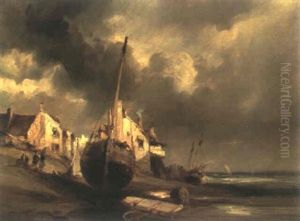 Saint-valer -sur-somme by Louis-Gabriel-Eugene Isabey