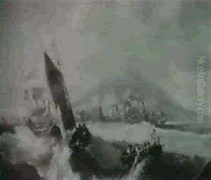 Fishermen In Heavy Seas by Louis-Gabriel-Eugene Isabey