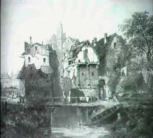 Figures On A Bridge Before A Town Figures On A Bridge Before A Town