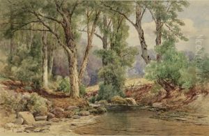 A Rocky Creek In A Summer Landscape by William Newton Bartholomew