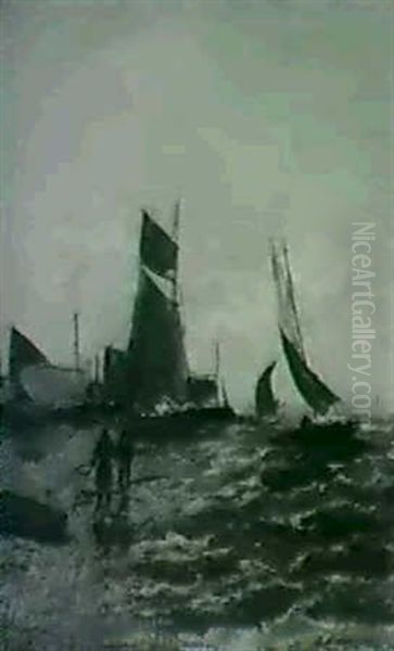 Fishing Boats Under Sail - view 1