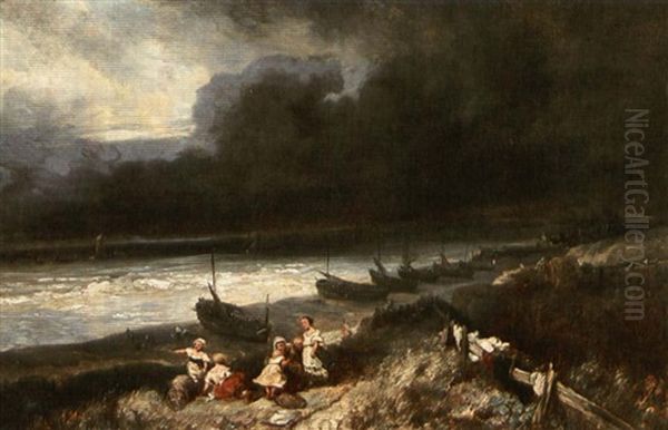 Enfants Sur La Falaise Avant L'orage - view 1