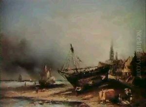 On The Coast. by Louis-Gabriel-Eugene Isabey