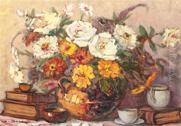 Still Life With Books And Daisies - view 1