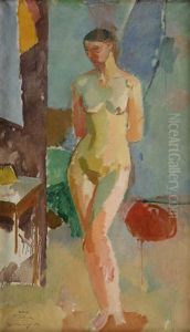 Modell I Interior (+ Sittande Kvinna I Svart Klanning; 2 Works) by Karl Isakson