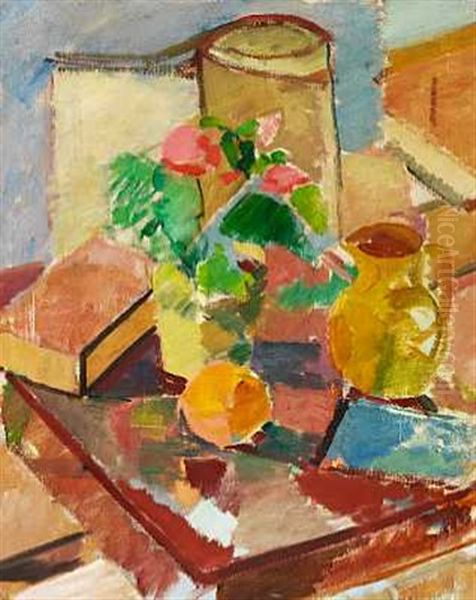 Nature Morte Med Begonia, Appelsin Og Cylinder - view 1