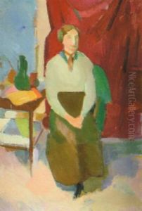 Interior Med Sittande Kvinna by Karl Isakson