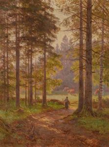 Fermiere Dans Un Sous Bois by Emile Isembart