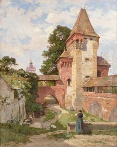 Les Lavandieres, Chateau De Chenaux, Environ De Neuchatel, Suisse by Emile Isembart