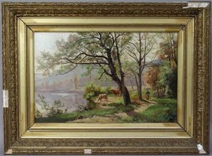 Vaches Pres De La Riviere by Marie-Victor-Emile Isenbart