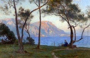 Femme Au Bord Du Lac by Marie-Victor-Emile Isenbart
