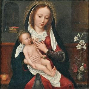 Madonna And Child In An Interior by Adriaen Isenbrant