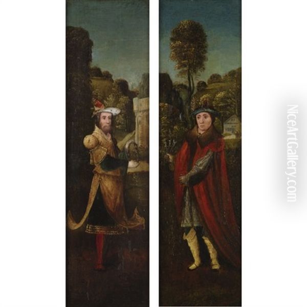 Two Figures Holding Symbols Of The Passion (pair) - view 1