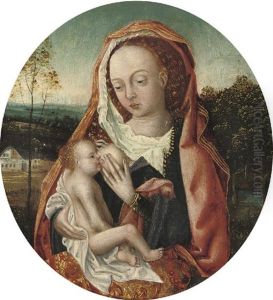 The Virgin And Child In A Wooded Landscape by Adriaen Isenbrant