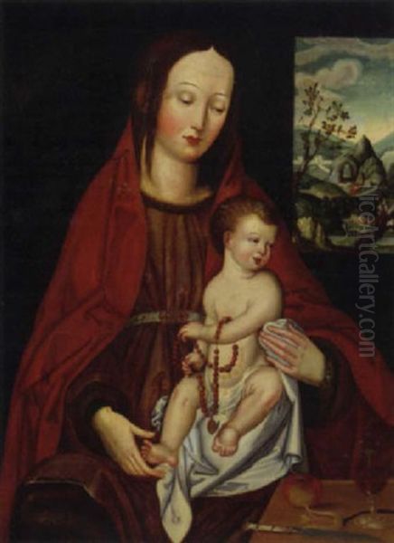 The Madonna And Child, A Landscape Through A Window Beyond - view 1