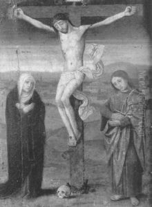 La Crucifixion Entre La Vierge Et Saint Jean-baptiste by Adriaen Isenbrant