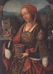 Saint Mary Magdalen On A Balcony, A Town Beyond Saint Mary Magdalen On A Balcony, A Town Beyond