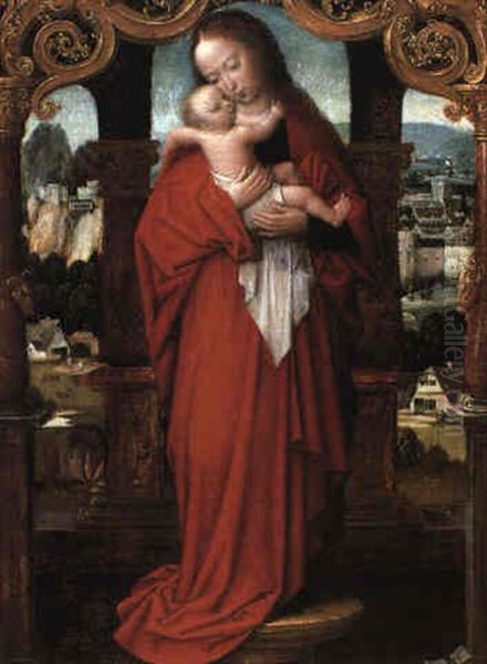 The Virgin And Child On A Pedestal In A Renaissance Portico - view 1