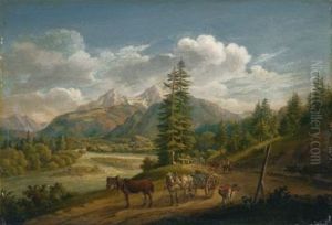 Pferdegespann Im Berchtesgadener Land by Johann Baptist Isenring