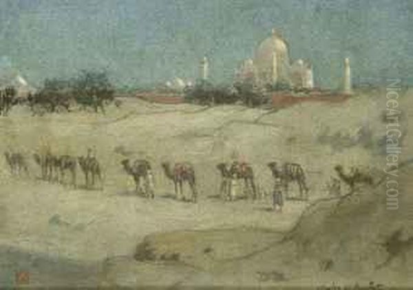 A Camel Train Before The Moonlit Taj Mahal - view 1