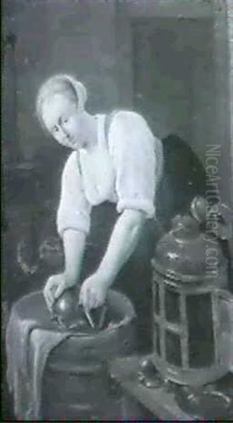 A Maid Cleaning A Tankard                                   After Jan Steen - view 1
