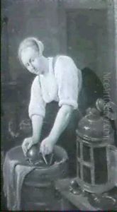 A Maid Cleaning A Tankard                                   After Jan Steen