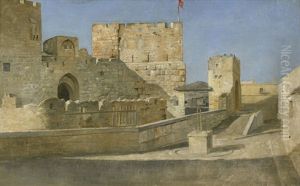 Ansicht Der Davidszitadelle In Jerusalem Mit Den Turmen Des David Und Des Hippicus