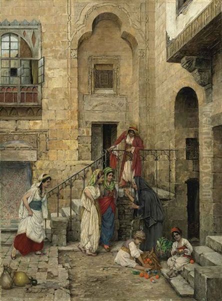 Arab Women In A Courtyard - view 1